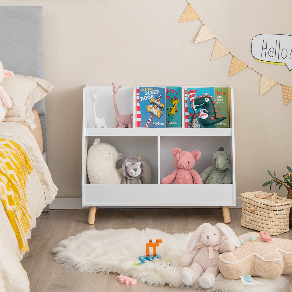 5-Cube Kids Bookshelf and Toy Organizer with Anti-Tipping Kits-White - Gallery View 1 of 10