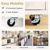 Rolling kitchen island cart with 4 universal casters, 2 with brakes, ideal for dining room and kitchen mobility.