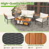 4-piece patio rattan furniture set featuring gray PE rattan and solid acacia wood, ideal for outdoor relaxation.