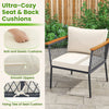 Single patio chair with soft cream cushions and acacia wood armrests, featuring smooth zippers and fixing ties for.