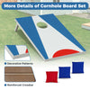 Portable 3 x 2FT cornhole board with blue design, reinforced crossbar, and foldable legs for easy outdoor fun.