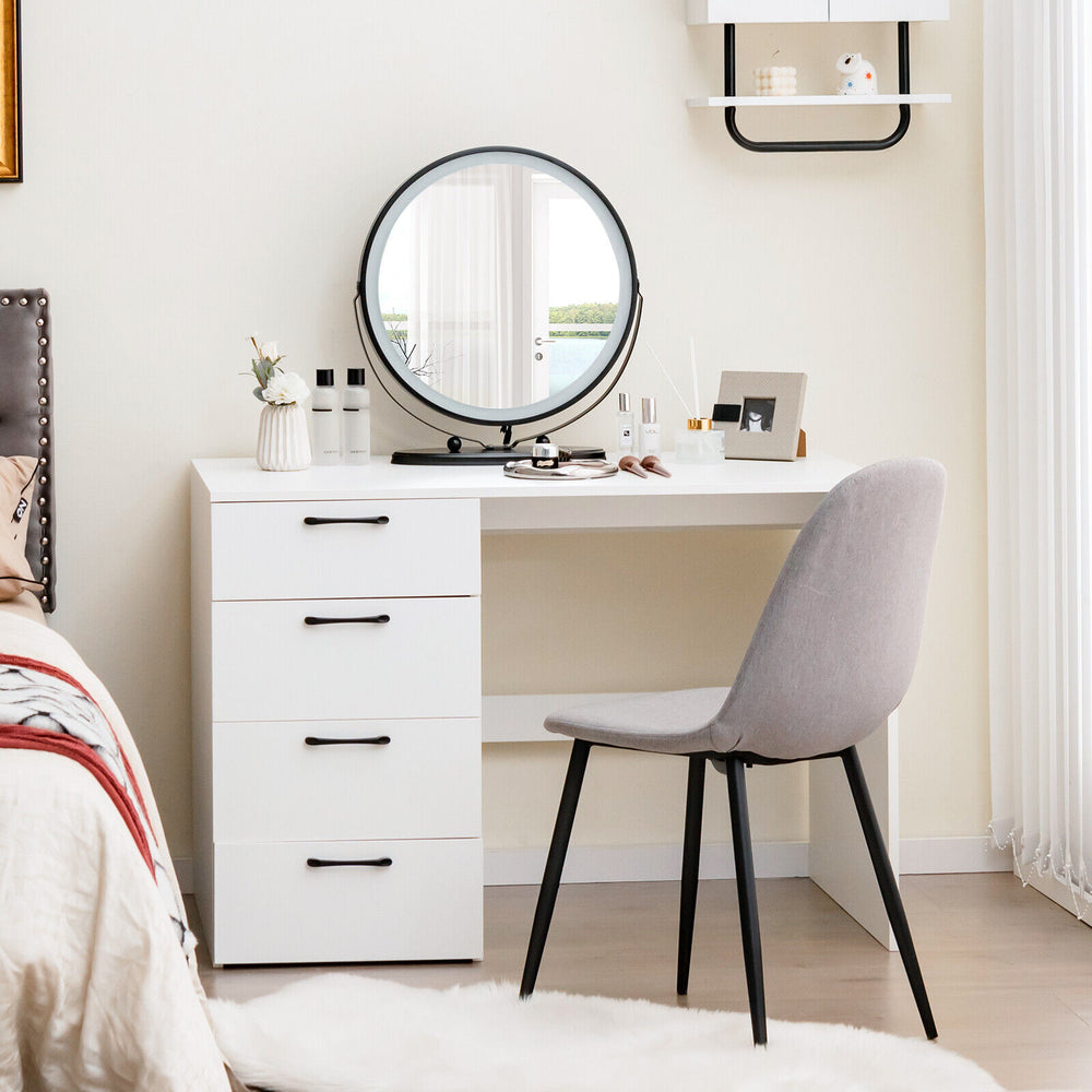 White 43.5-inch computer desk with 4 large drawers, modern design, ideal for work and study in any room.