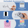 Included accessories for the rolling double-sided magnetic whiteboard: 6 markers, 1 eraser, and 12 magnets for secure.