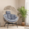 Wicker Oversized Egg Style Chair with Cushions and Headrest-Gray - Gallery View 1 of 10