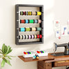 Wall-mounted wire spool rack in gray with 4 removable rods for organizing cables and spools, ideal for industrial use.