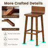 Wood bar stool with solid back and seat, walnut finish, featuring non-slip foot pads for stability and floor protection.