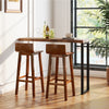 Wood bar stools set of 2 in walnut finish with solid back, perfect for 40"-43" bar tables in dining or cafe settings.