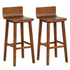 Set of 2 walnut wood bar stools with solid back and seat, perfect for 40"-43" bar tables in dining or kitchen spaces.