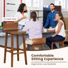 Wood bar stool set with solid back and seat in walnut, designed for comfort and stability, ideal for dining or pub use.