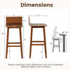 Dimensions of 29-inch walnut wood bar stools with solid back, designed for comfort and stability at bar tables.