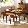 Brown acacia wood dining chair set of 2 with smooth corners and reinforced structure, perfect for kitchen or dining.