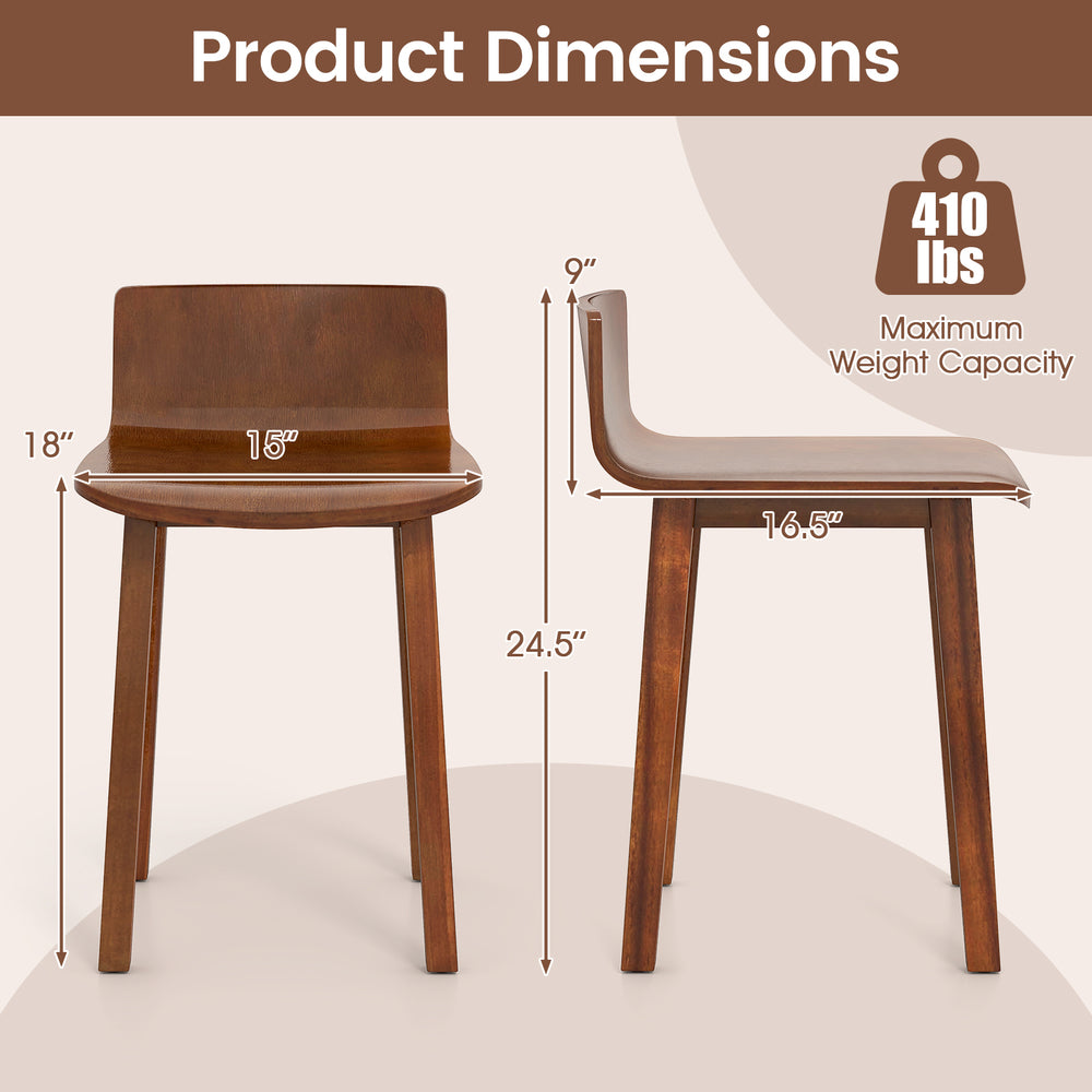 Wood dining chair dimensions showing a brown acacia wood design, ideal for kitchens and dining rooms, with a 410 lbs.