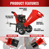 4 inch DUCAR 212cc 7hp Gas Engine Powered Wood Chipper with Towbar,  GS650
