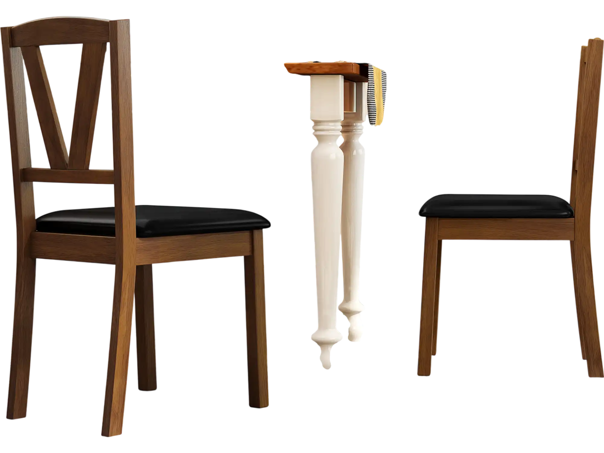 Costway Wooden Dining Chairs Set of 2 PU Leather Upholstered Rubber Wood Frame Brown 379561248 New