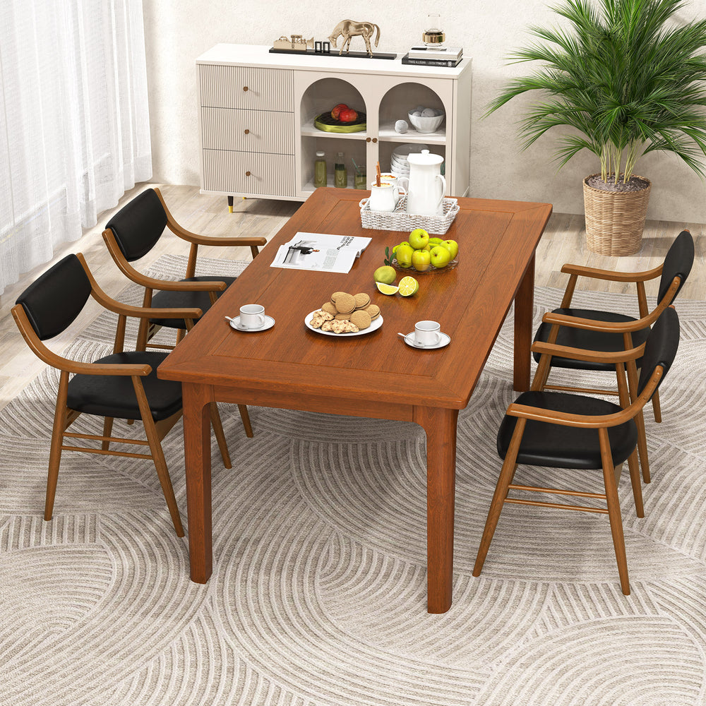 Wooden dining chair set of 2 with padded seats and back in black, featuring ergonomic armrests for comfort.