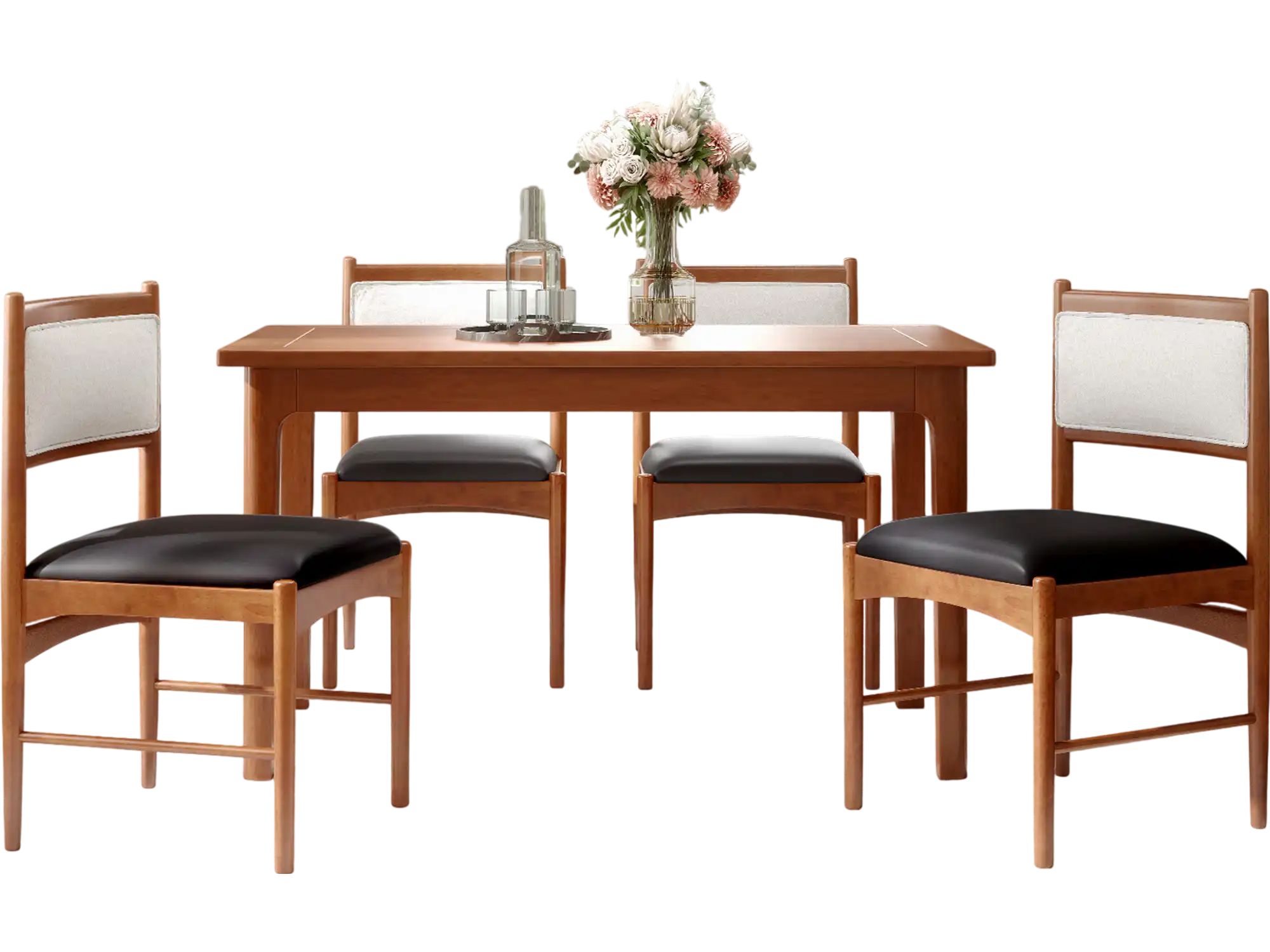 Costway Wooden Dining Chair Set of 2 Walnut Faux Sherpa Rubber Wood 98152376 New