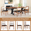 Side view of a wooden dining chair with rubber wood frame and faux Sherpa backrest, adding warmth to any dining space.