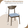 Wooden dining chair dimensions showing a brown rubber wood frame, soft linen cushion, and 350 lbs weight capacity.