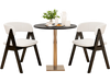 Mid-century modern dining chair set in black with white faux sherpa upholstery, ideal for stylish dining rooms.
