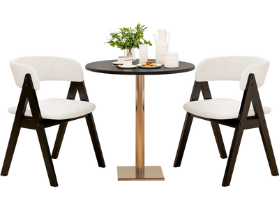 Costway Set of 4 Mid-Century Modern Sherpa Upholstered Wooden Dining Chairs Black 417362895 New