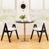Wooden Dining Chair Set of 4 Mid-Century Modern Sherpa Upholstered Kitchen Dining Room Chairs-Black - Gallery View 1 of 9