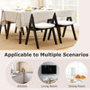 Mid-century modern wooden dining chair set of 4 with black frames and white faux sherpa upholstery for stylish comfort.