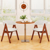 Wooden Dining Chair Set of 4 Mid-Century Modern Sherpa Upholstered Kitchen Dining Room Chairs-Walnut - Gallery View 1 of 9