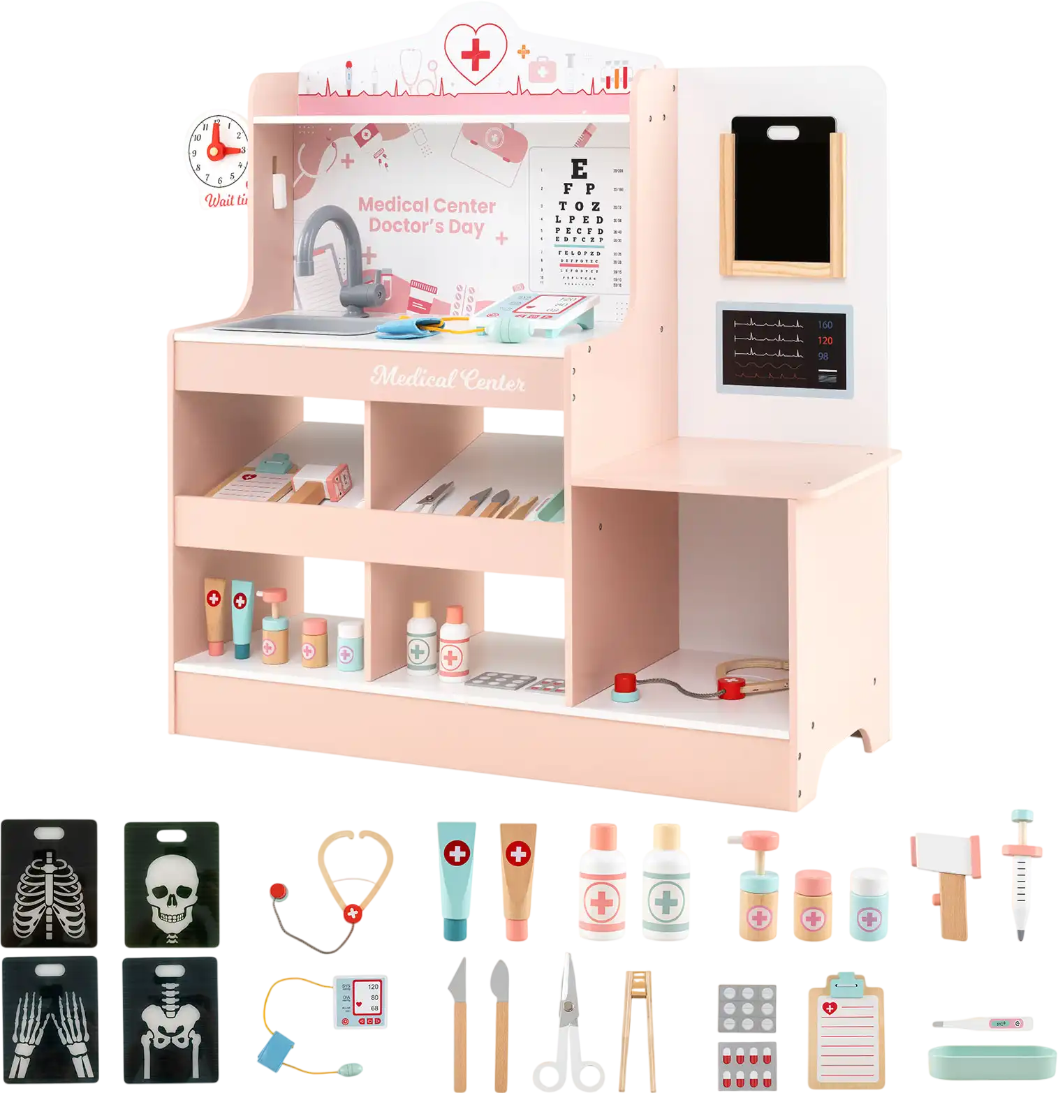 Costway Wooden Doctor Playset Stethoscope 183427956 New