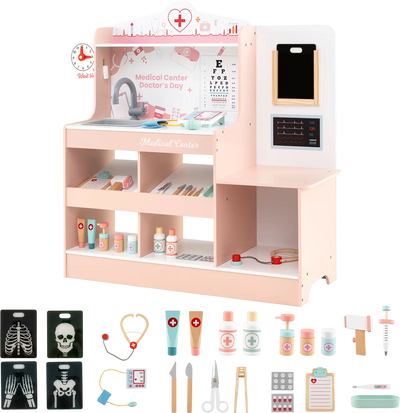 Costway Wooden Doctor Playset Stethoscope 183427956 New