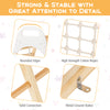 Detail of the 8-in-1 wooden jungle gym showing rounded edges, high-strength cotton ropes, and solid connections for.