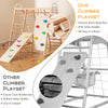 8-in-1 wooden jungle gym playset featuring a slide, climbing net, and monkey bars for safe outdoor play for kids.