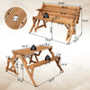 Transforming wooden picnic table bench in dark brown, accommodates 4 people, features umbrella hole, perfect for.