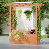 Wooden raised garden bed with trellis and hanging roof, made of durable fir wood, perfect for outdoor plant cultivation.