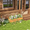 Wooden rectangular garden bed made of fir wood, showcasing a natural finish and drainage system, perfect for outdoor.