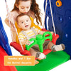 Colorful 3-in-1 children's climber with swing, slide, and basketball hoop, designed for toddlers' outdoor play.