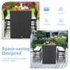 5-piece patio dining set featuring acacia wood table and space-saving design with tucking bar stools for outdoor use.