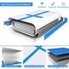 Inflatable gymnastic tumbling mat in blue, made of durable drop stitch material, ideal for home or outdoor workouts.