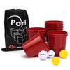 Yard Pong Giant Pong Game Set featuring 12 durable buckets and 2 wear-resistant balls, perfect for outdoor parties.