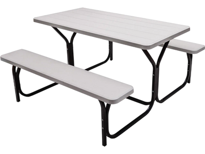 Costway HDPE Outdoor Picnic Table Bench Set Metal Base 91203576 New