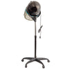 Salon standing hair dryer bonnet with adjustable temperature, swivel hood, and portable design for easy maneuverability.
