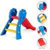 Colorful indoor outdoor children folding slide with gentle slope and easy-to-climb steps for ages 2-5 years.