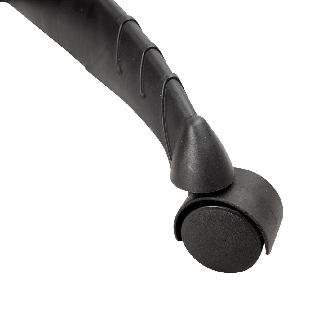 Close-up of the swivel caster wheel of the Salon Standing Hair Dryer Bonnet Rolling Heater for easy maneuverability.