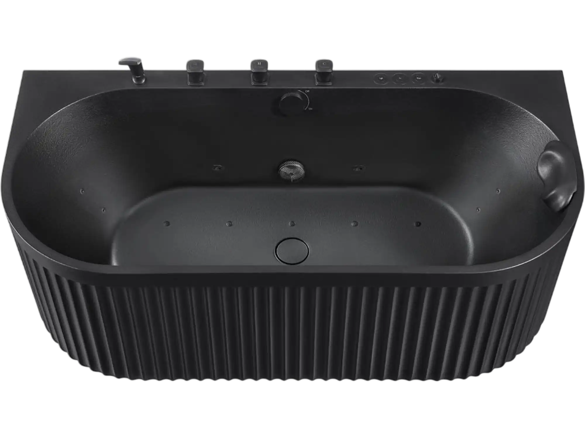Anzzi Stone Belle Bathtub 67 x 32 in. Flat Bottom Freestanding with Massage Jets and Lights New
