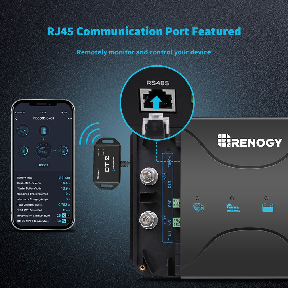 Renogy RBC30D1S-US DCC30S 12V 30A Dual Input DC-DC On-Board Battery Charger with MPPT New