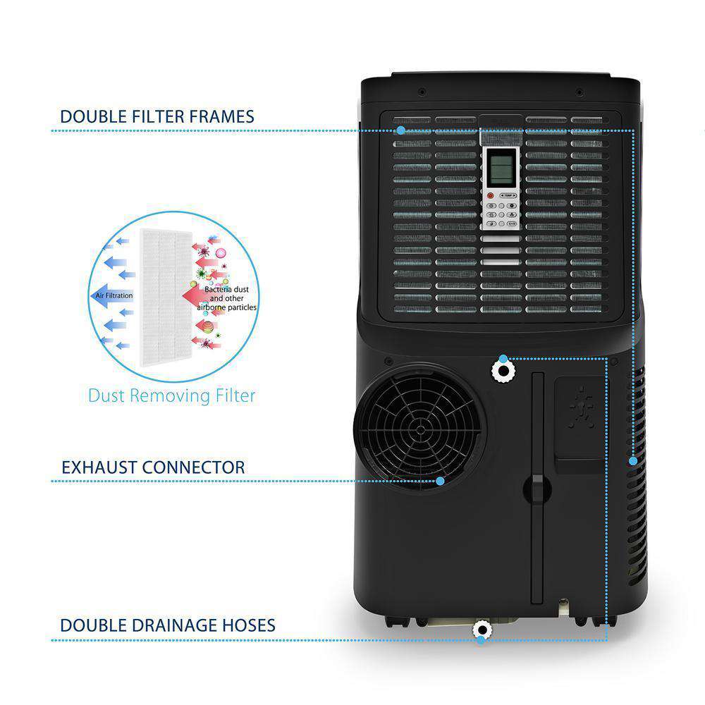 JHS A018-14KR/C 14000 BTU 3-in-1 with 3 Fan Speeds Digital LED Display 320 Sq. Ft. Portable Air Conditioner with Dehumidifier and Remote White New