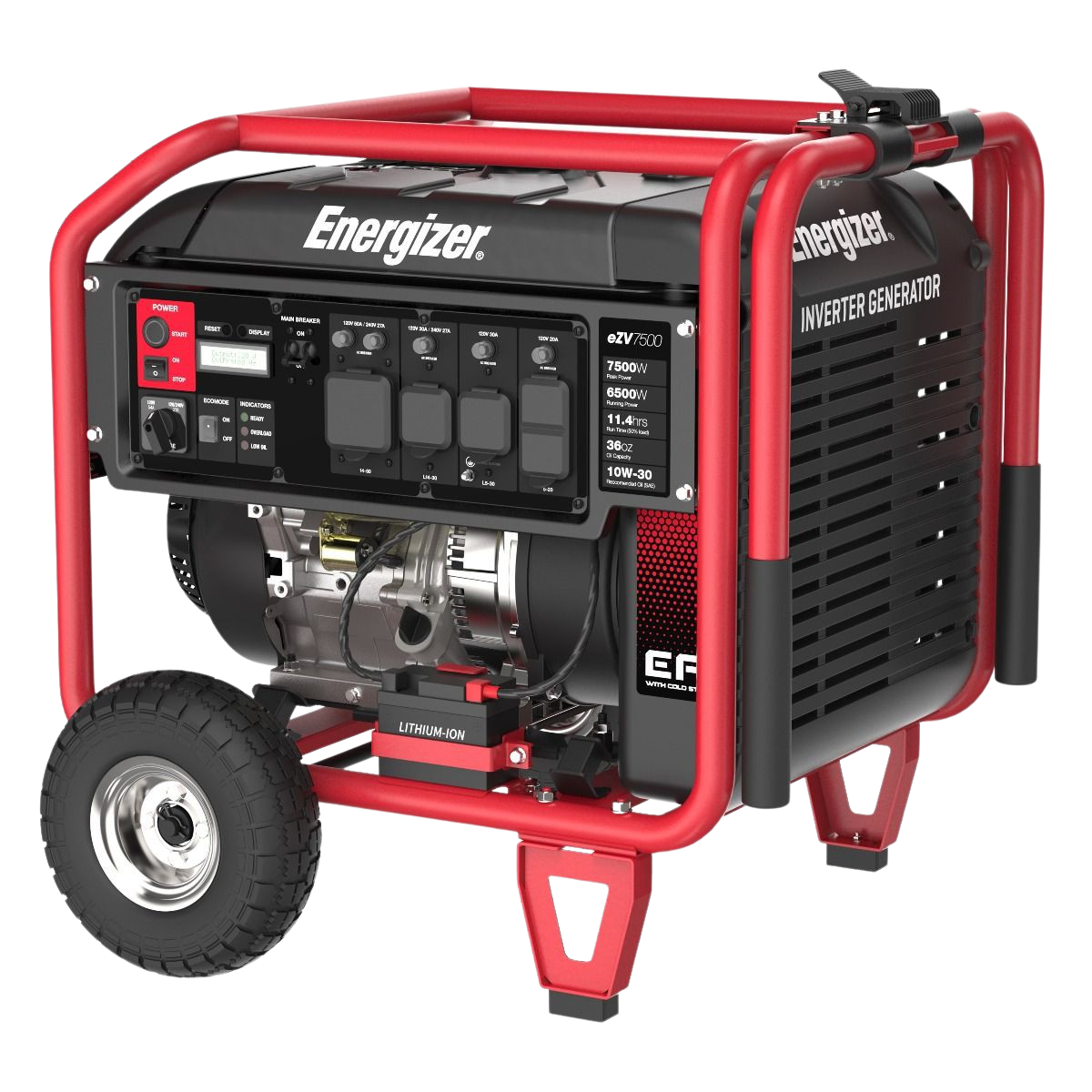 Energizer eZV7500 6500W/7500W EFI 50 Amp Electronic Fuel Injection Electric Start Inverter Generator Manufacturer RFB