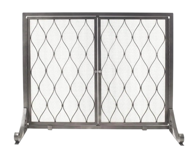 Pleasant Hearth Stonewall Gun Metal Grey Steel Single-Panel 31 by 38 in. Fireplace Screen with Doors New