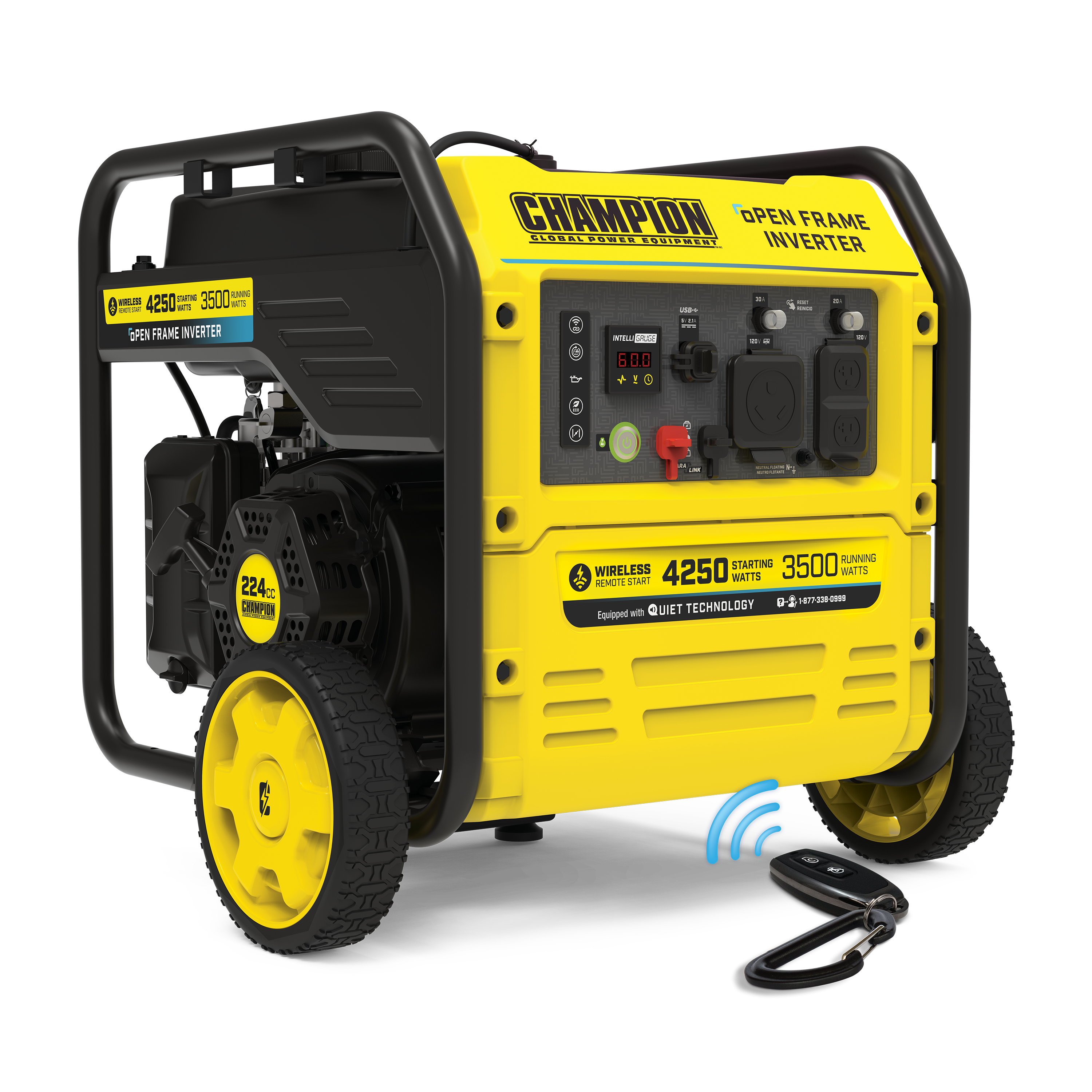 Champion 200913 3500W/4250W Open Frame Remote Start Inverter Generator New