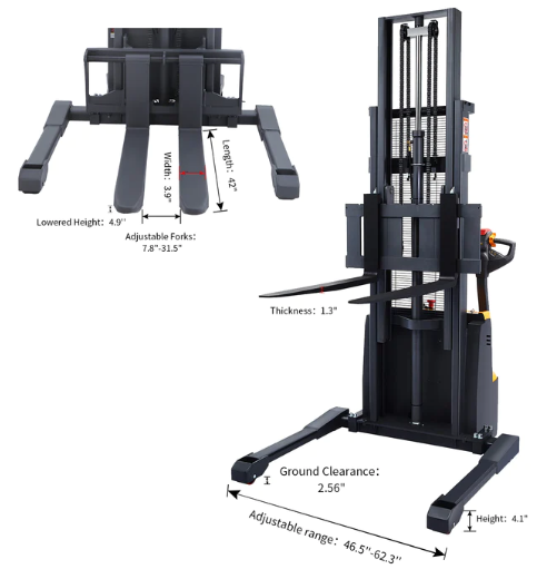 Apollolift A-3029 177" Lifting Height 3300 lbs. Capacity Powered Full Electric Walkie Stacker New