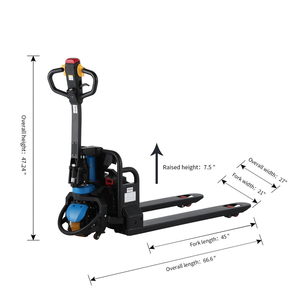 Apollolift A-1021 Battery Powered Pallet Truck 3300 lbs Capacity 45" x 21" New